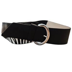 Chico's Synthetic & Calf Hair Wide Stretch Waist Belt Medium Zebra Basic Retro